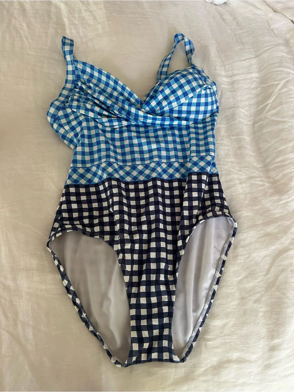 Draper James Blue Gingham One-Piece Swimsuit